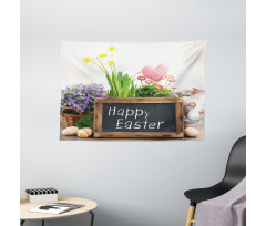 Flowers Eggs on Table Wide Tapestry