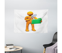 Man and Folder Wide Tapestry