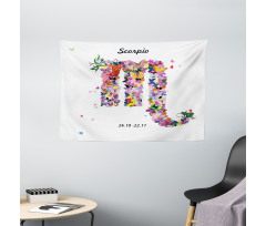Floral Butterfly Wide Tapestry