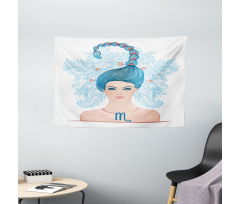 Lady Blue Hair Wide Tapestry