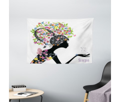 Floral Girl Wide Tapestry
