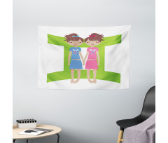 Twin Girls Teens Wide Tapestry