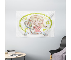 Girl with Mirror Wide Tapestry