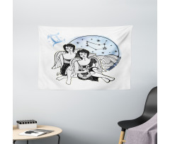 Angel Twins Harp Wide Tapestry