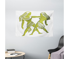 Green Twins Art Wide Tapestry