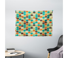 Grunge Colorful Hexagons Wide Tapestry