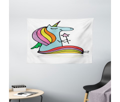 Doodle Mythical Animal Wide Tapestry