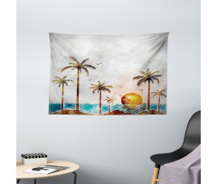 Tropic Landscape Art Wide Tapestry