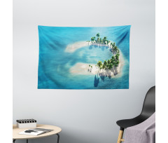 Atoll Palm Trees Ocean Wide Tapestry
