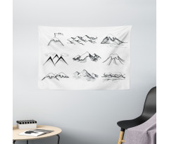 Snowy Peaks Doodle Wide Tapestry
