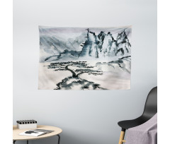 Chinese Mountain Tree Wide Tapestry