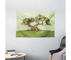 Spring Season Hills Olive Wide Tapestry