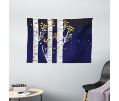 Birch Trees with Foliage Wide Tapestry