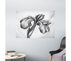 Dotwork Style Lily Bloom Wide Tapestry