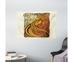 Woman with Sun Wide Tapestry