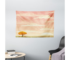 Lonely Tree Rural Field Wide Tapestry
