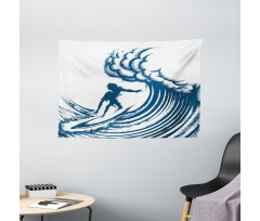 Riding a Big Wave Art Wide Tapestry
