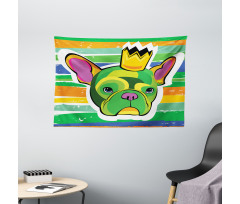 Crowned Dog Colorful Wide Tapestry