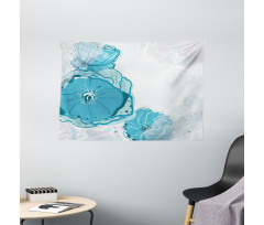 Blue Spring Blossoms Wide Tapestry
