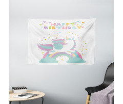 Horse with Rainbow Wide Tapestry