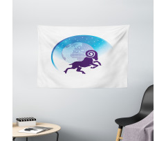 Globe Stars Goat Wide Tapestry