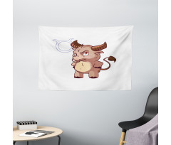 Funny Baby Bull Wide Tapestry