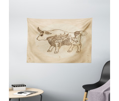 Ornate Ox Wide Tapestry