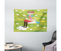 Girl on an Arrow Wide Tapestry