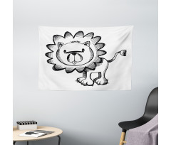 Sketchy Baby Lion Safari Wide Tapestry