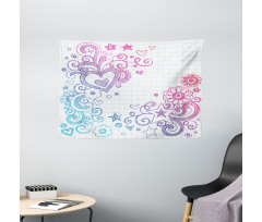 Valentines Day Swirls Wide Tapestry