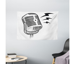 Retro Microphone Radio Wide Tapestry