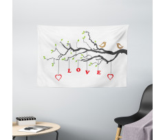 Birds Sitting on a Branch Wide Tapestry