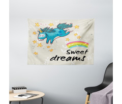 Unicorn Rainbow Wide Tapestry