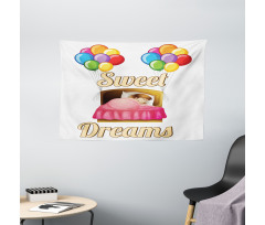 Cartoon Girl Night Wide Tapestry