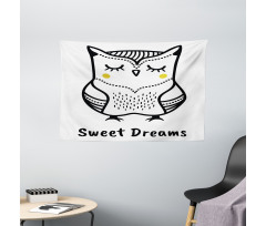 Doodle Style Owl Wide Tapestry