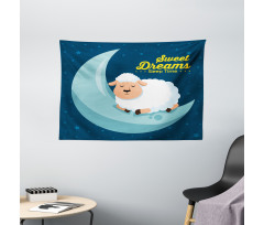 Night Sky Sheep Wide Tapestry