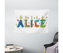 Colorful Girl Name Design Wide Tapestry