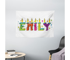 Colorful Cartoon Balloons Wide Tapestry