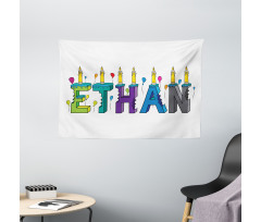 Candles Balloon Wide Tapestry