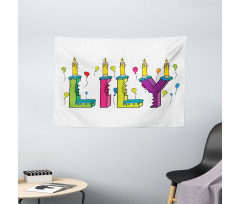 Joyful Letters Birthday Wide Tapestry