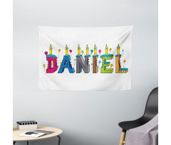 Grooving Male Name Cake Wide Tapestry