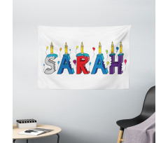 Birthday Girl Name Design Wide Tapestry