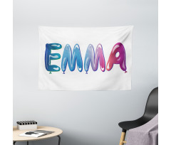 Feminine Balloon Name Wide Tapestry