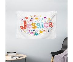 Retro Colorful Motifs Wide Tapestry