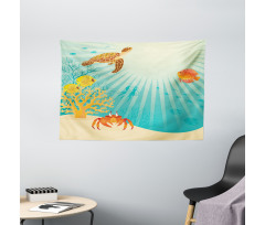 Tropical Animals Cartoon Wide Tapestry