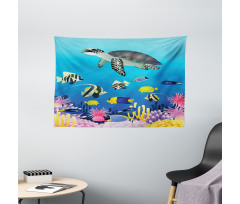 Sea Turtle Coral Reef Wide Tapestry