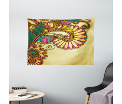 Blooming Colorful Petals Wide Tapestry