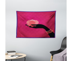 Woman Hand Silhouette Wide Tapestry