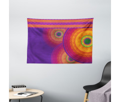 Colorful Mandala Motif Wide Tapestry