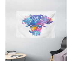 Elephant Paint Smears Wide Tapestry